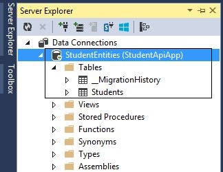 Database on the Server Explorer
